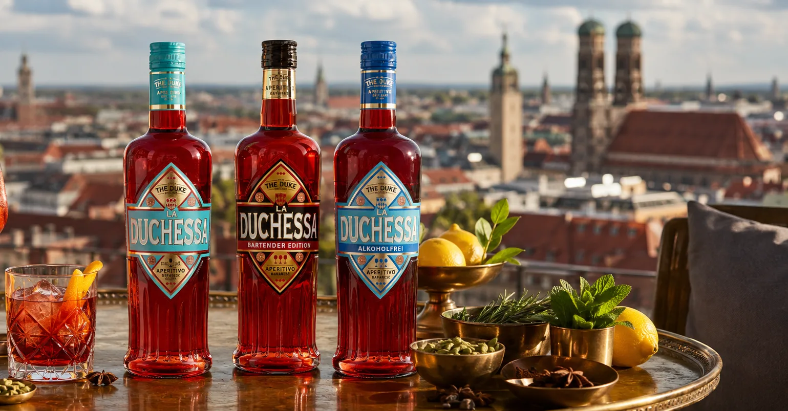 La Duchessa in drei Varianten, klassisch, Bartender Edition und alkoholfrei, mit Negroni auf einer Münchner Dachterrasse