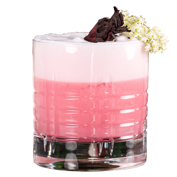 Hibiscus Vodka Sour mit Hibiscus infused Vodka