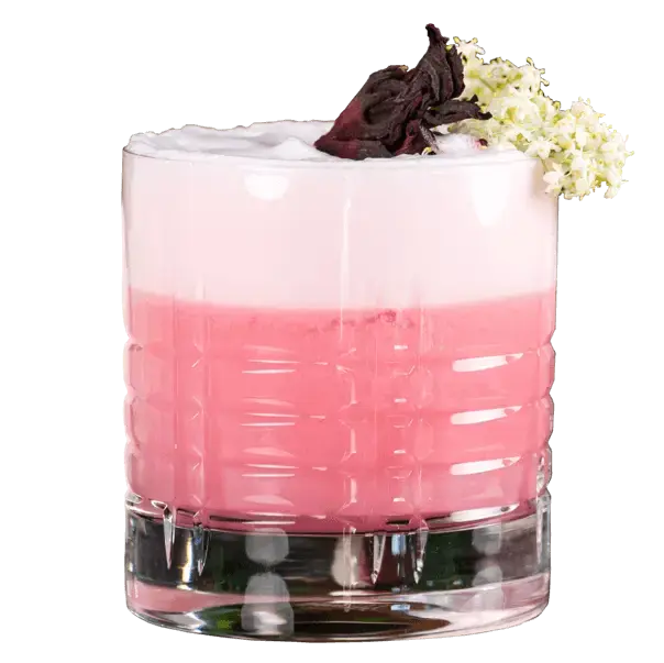 Hibiscus Vodka Sour mit Hibiscus infused Vodka